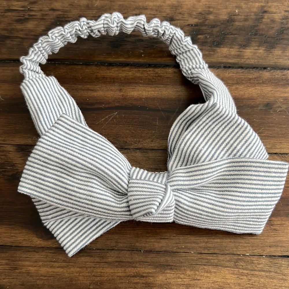 Blue and White Seersucker Headband